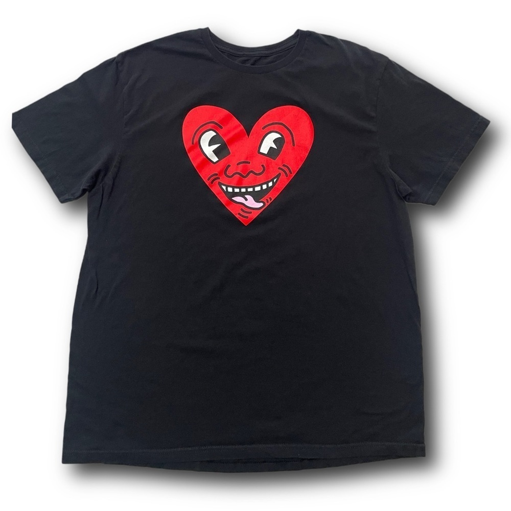Keith Haring Red Heart tongue 1980s retro graphic t-shirt - size Large